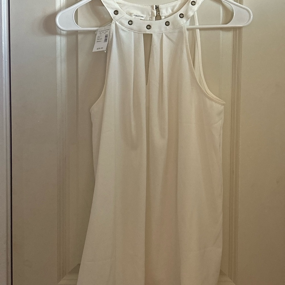 Maurices Ivory Sleeveless Top with Metal Accents